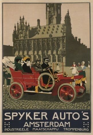 Vintage Dutch car advertisment poster - Spyker Auto's