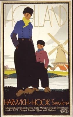 Vintage Dutch Travel Poster - Holland Harwich-Hook by LNER