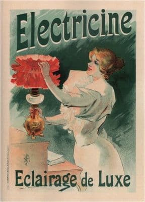 Vintage Electricine Eclairage de Luxe French Advertising Poster.
