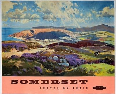 Vintage English poster - Somerset Travel by Train