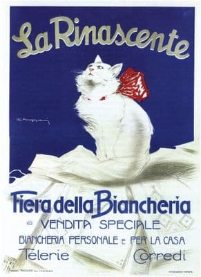 Vintage Fashion, La Rinascente, White Cat, Poster.