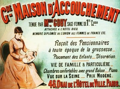 Vintage French advertising poster, Maison d' Accouchement, Birthing Home