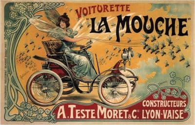Vintage French advertisment poster - Voiturette La Mouche