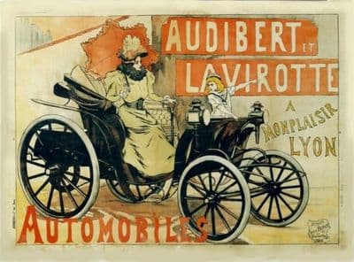 Vintage French car advertisment poster - Audibert automobiles