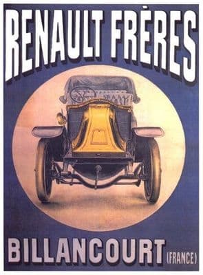 Vintage French car advertisment poster - Renault freres