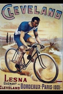 Vintage French cycling poster - Lesna wins in Cleveland