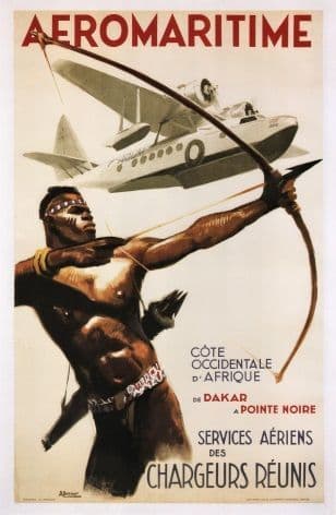 Vintage French poster - Aeromaritime airlines 1960