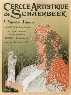 Vintage French poster -  Artistic Club of Schaerbeek, 5th annual show (1897)