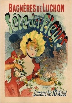 Vintage French poster - Bagnères-de- Luchon, au Festival des fleurs 1890
