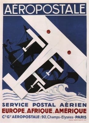 Vintage French poster - Service postal aerien 1929