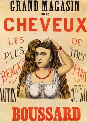Vintage French Salon 1863 GRAND MAGASIN de CHEVEUX BOUSSARD Poster