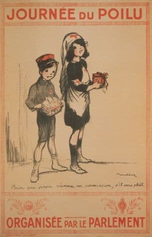 Vintage French ww1 poster - Journée du Poilu. Organisée par le Parlement.