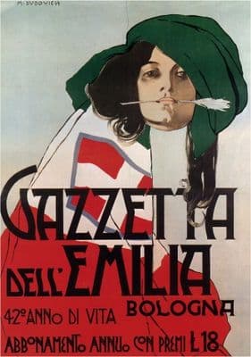 Vintage Gazzetta Dell'Emilia Advertising Poster.