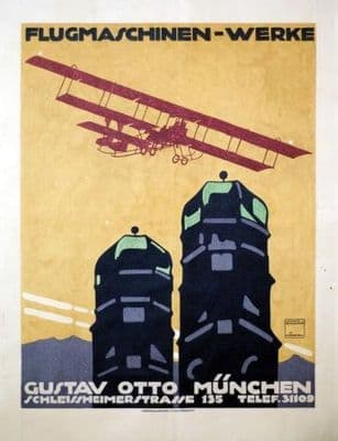 Vintage German poster - Flugmaschinen Werke (1912)