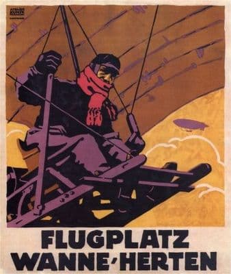 Vintage German poster - Flugplatz Wanne - Herten