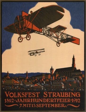 Vintage German poster - Week of aviation (1912)