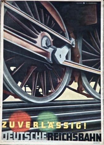 Vintage German railway poster - Reliable ! German Reichsbahn