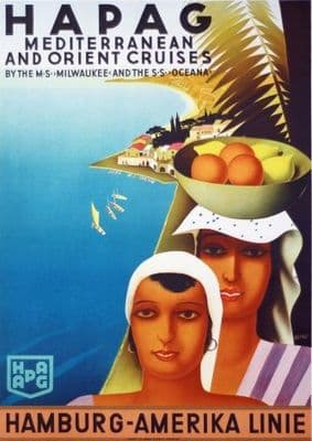 Vintage German shipping poster - Hapag cruises 1931