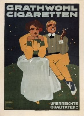 Vintage Grathwohl Cigaretten, German Advertising Poster