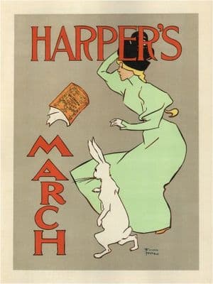 Vintage Harper's March Advertising Poster.