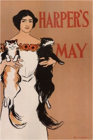 Vintage Harper's May Advertising Poster.