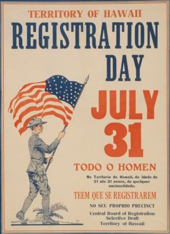 Vintage Hawaiian WW1 Recruiting Poster