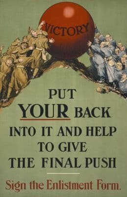 Vintage  Irish WW1Put your back into it and help to give the final push Poster