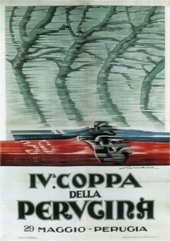 Vintage Italian car advertisment poster - IV Coppa della Perugina,