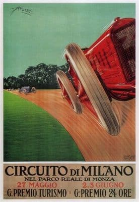 Vintage Italian car poster - Circuito Di Milano