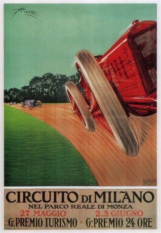 Vintage Italian car poster - Circuito Di Milano