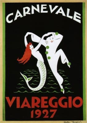 Vintage Italian Carnevale Advertising Poster.