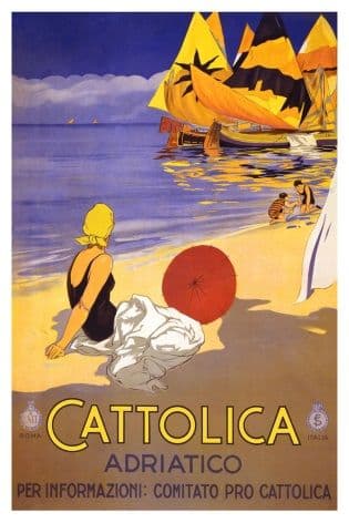 Vintage Italian Cattolica Adriatico Travel Poster