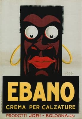 Vintage Italian Ebano Crema Per Calzature, Shoe Polish advertising poster.