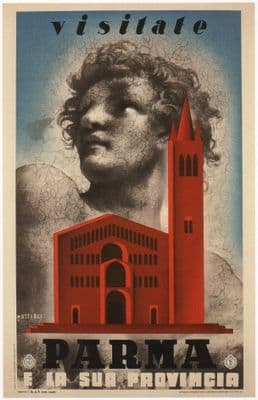 Vintage Italian travel poster, visitante Parma