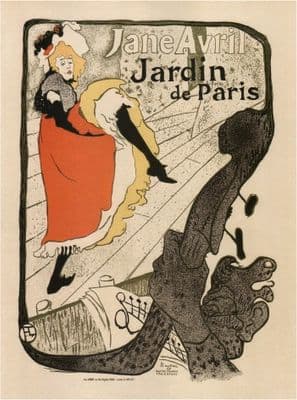 Vintage Jane Avril Jardin de Paris French Advertising Poster.