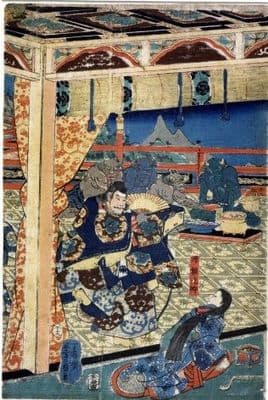 Vintage Japanese poster - Grey and blue demons