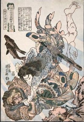 Vintage Japanese poster - Samurai battle under water