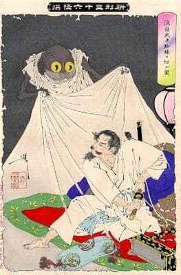 Vintage Japanese poster - Spider and samurai