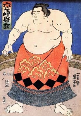 Vintage Japanese sumo wrestler poster - Mawashi