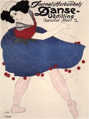 Vintage Journalistforbundets Danse-Udstilling Advertising Poster.