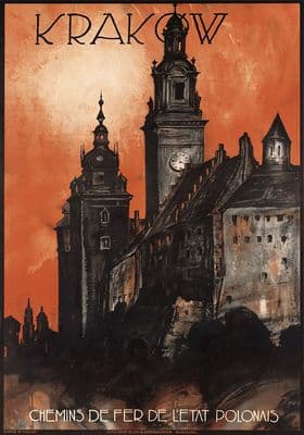 Vintage Krakow Poland Polish Travel Poster