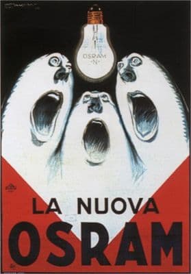 Vintage La Nuova Osram Italian Light Bulb Advertising Poster
