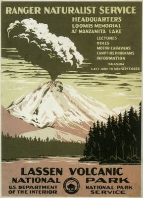 Vintage Lassen Volcanic National Park Poster, by the U.S Department of the Interior.