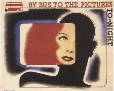Vintage London Bus poster - By bus to the pictures