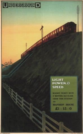 Vintage London underground poster - Light, power and Speed