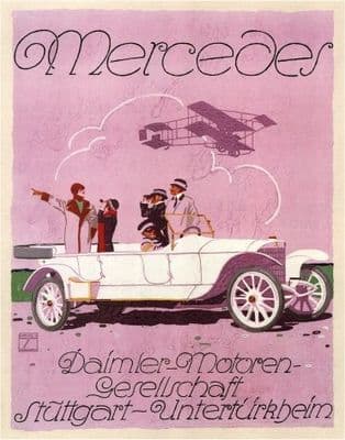 Vintage Mercedes advertisment poster