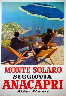 Vintage Monte Solaro Anacapri Italy Travel Poster.