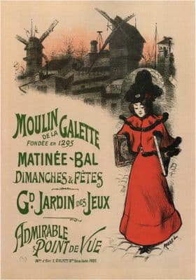 Vintage Moulin de la Galette, Admirable point de Vue , French Advertising Poster.