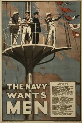 Vintage navy recruitment poster. The navy wants men