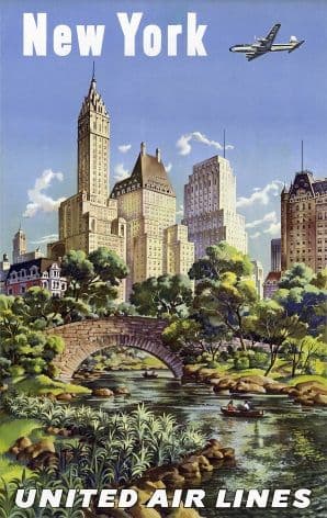 Vintage New york Travel Poster: United Air lines.